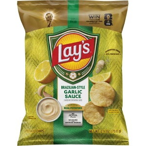 [�����]���C�Y �u���W���A���X�^�C�� �K�[���b�N�\�[�X �|�e�g�`�b�v�X 70.8g Lays Brazilian-Style Garlic Sauce Flavored Potato Chips Bag, 2.5 oz �y�����񂹏��i�z