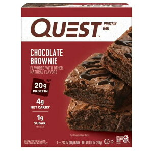 �yP10�{��19��18��-31���z�N�G�X�g �v���e�C���o�[ �`���R���[�g�u���E�j�[ 4�{�� Quest Protein Bar, Chocolate Brownie, 20g Protein, Gluten Free, 4 Count �y�����񂹏��i�z