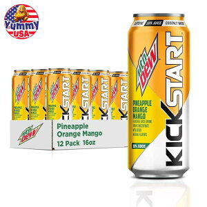 }Eef[ LbNX^[g pCibv IW }S[12ʃZbg Mountain Dew Kickstart, Pineapple Orange Mango 16 Fl Oz (Pack of 12) {y񂹏iz