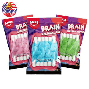 yő500~OFFN[|LzAX nEBO~ uC}V} ~bNXt[ct[o[ 3Zbg Amos Halloween Gummy Brain Marshmallow, Mixed Fruit Flavors {y񂹏iz