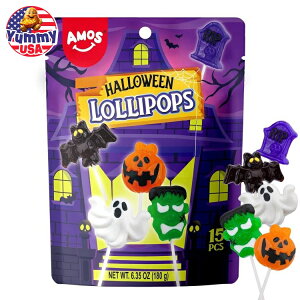 yő500~OFFN[|LzAX nEB LfB |bv X^[ ~bNXt[c oGeBpbN 15 Amos Halloween Candy Lollipop, Monster Variety Suckers Individually Wrapped, {