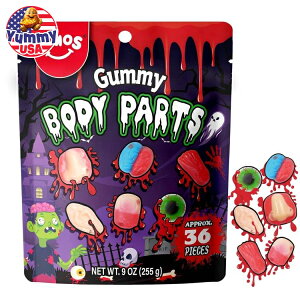 yő500~OFFN[|LzAX nEB LfB {fBp[c O~ ~bNXt[c 36 Amos Halloween Candy Body Parts Gummies, Novelty Halloween Gummy {y񂹏iz
