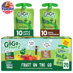 yő500~OFFN[|LzS[S[XNC[Y t[c I U S[ oGeBpbN Abv Vi 20 GoGo squeeZ Fruit on the Go Variety Pack, Apple & Cinnamon, 3.2 oz (Pack of 20) {y
