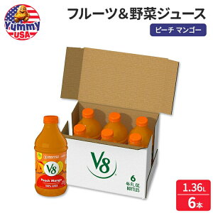 yő500~OFFN[|LzV8 s[` }S[ 100% t[c؃W[X 1.36L 6{ Peach Mango 100% Fruit and Vegetable Juice, 46 fl oz Bottle (6 Pack) { e y񂹏iz