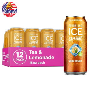 yő500~OFFN[|LzXp[NOACX JtFC eB[l[h Xp[NO EH[^[ 16 tʃIX 12  Sparkling Ice Caffeine, Tea + Lemonade Sparkling Water, 16 Fl Oz Can, 12 co