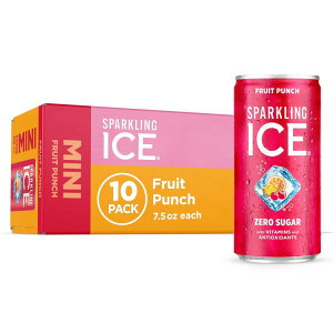 �X�p�[�N�����O�A�C�X �t���[�c�p���` �X�p�[�N�����O�E�H�[�^�[ �[���V���K�[ 221ml �~�j�� 10�{�p�b�N Sparkling Ice Fruit Punch Sparkling Water Zero Sugar, 7.5 fl oz Mini Cans Pack Of 10 �y�����񂹏��i�z