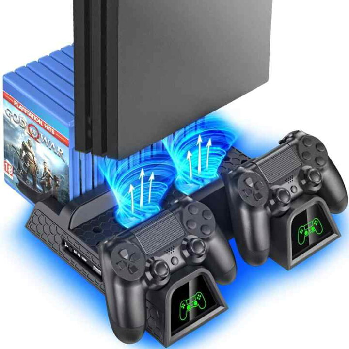 楽天市場】PS4スタンド PS4 PRO 縦置き 本体冷却 2台PS4コントローラー 