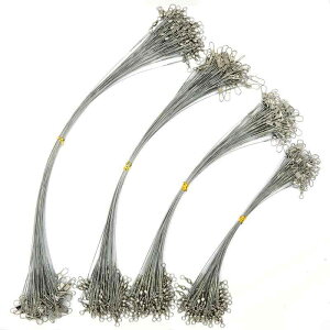 TSURIVALE(ツリワレ) ワイヤーリーダー 50本セット 徳用 4色 15−30cm 太刀魚 仕掛け 釣りワイヤーハリス タチウオ ステンレス スイベル・スナップ付き