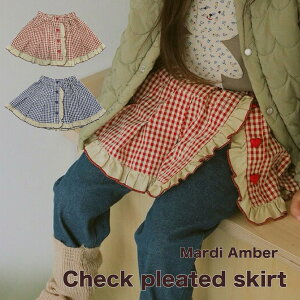 mardi amber�@ �}���f�B �A���o�[�@Check pleated skirt�`�F�b�N�v���[�g�X�J�[�g �؍��@�q�����@�q�ǂ��� ���ǂ��ӂ� �l�C�u�����h80 90 100 110 120 130 ���b�h�@�u���[