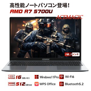 ACEMAGIC p\R m[gp\R AMD Ryzen 7 5700U CPU 16.1C` IPSt tHD \ 16GB DDR4 SSD 512GB pt@ rWlX SҌ Windows11Pro m[gPC WiFi-6 BT5.0 HDMI M FHD1080P/IPS 