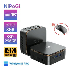 NipoGi ミニPC 【最新第12世代 ミニpc N97】ミニパソコン Windows11Pro搭載 mini pc【16GB DDR4 512GB SSD】 ミニデスクトップパソコン 4K@60Hz 2画面出力 小型pc ROM 高速Wi-Fi 5 BT4.2 HDMI 小型パソコン 父の日 ギフト