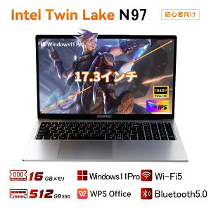 y4000~OFF49,800~zyVi Officetzm[gp\R 17.3C` p\R m[gPC Intel AlderLake N97 Windows11 Pro IPSt tHD 16GB DDR4 SSD 512GB Win11pro WiFi5 BT5.0 USB3.2 Type_C HDMI rW
