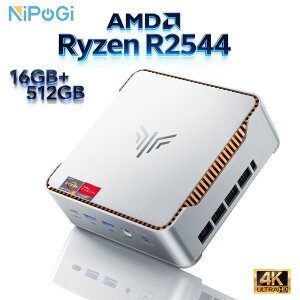 �~�jPC mini pc AMD Ryzen R2544 NIPOGI ��������� 4C/8T �ő�3.7GHz Win11 Pro 16GB+512GB SSD �~�j�p�\�R�� USB3.2×6 Type-C/HDMI/DP 3���4K�o�� ����2.4G/5GWi-Fi BT4.2