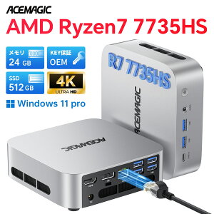 �N�[�|����62,400�I�~�jPC AMD Ryzen7 7735HS���ځy6800H��葬���z8C/16T Max4.75GHz mini pc 24GB+512GB Win11pro PCIe3.0 ������LPDDR5������ WiFi6/BT5.2 3���4K@60Hz ���^PC �e�����[�N/����ҏW/�Q�[�~���OPC�Ή� ���^�p