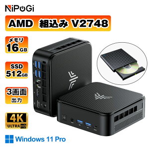�u?DVD�h���C�u�v���[���g?�v�y���K�i�v��Office�t���zNIPOGI �~�jPC AMD Ryzen �g���� V2748 mini pc �����\�@��������ғ�8C/16T �ő�4.3GHz Win11Pro 16GB+512GB �~�j�p�\�R�� USB3.2×6 Type-C/HDMI/DP 3���4K Wi-Fi �Y