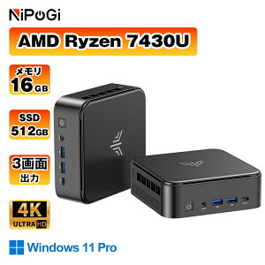 NiPoGi �~�jpc ryzen AMD Ryzen 5 7430U 6C/12T �ő�4.30GHz 16GB RAM 512B SSD mini pc �~�j�p�\�R�� Windows11 Pro WiFi6 Bluetooth 5.2 �L��LAN�Ή� �t���@�\Type-C 4K@60Hz 3��ʓ����o�� ���^pc �É� ���� WiFi 6 BT5.2 USB3.2×6/HDMI2.0