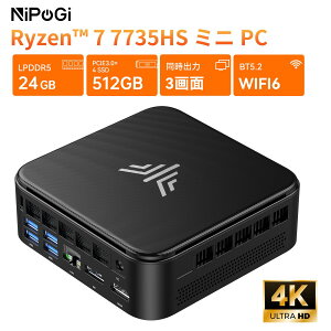 �Q�[�~���O �~�jpc AMD Ryzen7 7735HS�ő�4.75GHz 24GB LPDDR5 512GB/1TB SSD 8C16T 4TB�܂ő��݉\ �~�jpc mini pc 4K60Hz 3��ʓ����o�� ���^pc�É� ��p�t�@������ ����WiFi 6 Bluetooth5.2 USB*6/HDMI/Type-C 2.5Gbps RJ45 Win11pro