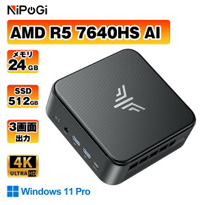 �~�jpc AMD Ryzen5 7640HS �ő�5.0GHz 24GB LPDDR5 512GB/1TB SSD 6C12T �Q�[�~���O 8TB�܂ő��݉\ �~�jpc mini pc 4K60Hz 3��ʓ����o�� ���^pc�É� ��p�t�@������ ����WiFi 6 Bluetooth5.2 USB*6/HDMI/Type-C 2.5Gbps Win11pro