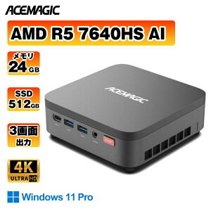 �~�jpc AMD Ryzen5 7640HS �ő�5.0GHz 24GB LPDDR5 512GB SSD 6C12T �Q�[�~���O 8TB�܂ő��݉\ �~�jpc mini pc 4K60Hz 3��ʓ����o�� ���^pc�É� ��p�t�@������ ����WiFi 6 Bluetooth5.2 USB*6/HDMI/Type-C 2.5Gbps Win11pro