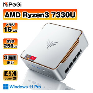 NiPoGi �~�jpc Ryzen 7330U�y2026�V�^�E3500U���{�����z mini pc �ő�4.3GHz 4C/8T | 4K 3��ʑΉ� �t���@�\type-c�~�j�p�\�R�� Win11 Pro�@�݂�pc USB3.2×6�w�K�����E�I�t�B�X�p 16GB+256GB SSD�i4TB�g���jP2 ���^pc