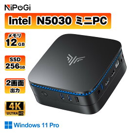 ミニpc Intel N5030 【2026新モデル・業界超ミニ】 最大3.1Hz mini pc Windows11 Pro 12GB+256GB SSD (4TB拡大可能) 4K 静音 高速熱放散 小型超軽量ミニパソコン豊富なインターフェース USB3.2/HDMI 2.0×2 高速Wi-Fi BT4.2 省電力 小型パソコン