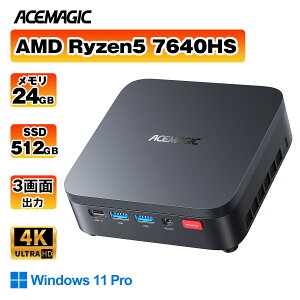 �~�jpc AMD Ryzen5 7640HS AMD AI �ő�5.0GHz 24GB LPDDR5 512GB SSD 6C12T �Q�[�~���O 8TB�܂ő��݉\ �~�jpc mini pc 4K60Hz 3��ʓ����o�� ���^pc�É� ��p�t�@������ ����WiFi 6 Bluetooth5.2 USB*6/HDMI/Type-C 2.5Gbps Win11pro