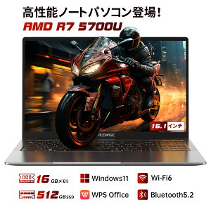 ACEMAGIC �m�[�g�p�\�R�� �V�i AMD Ryzen 7 5700U 15.6�C���`IPS�t�� �t��HD ������16GB DDR4 SSD 512GB Windows11Pro���� WiFi-6 BT5.0 HDMI �������M�É� FHD1080P/IPS�L����p/Web�J����/Type-C(�f�[�^)HDMI 8�R�A 16�X���b�h 