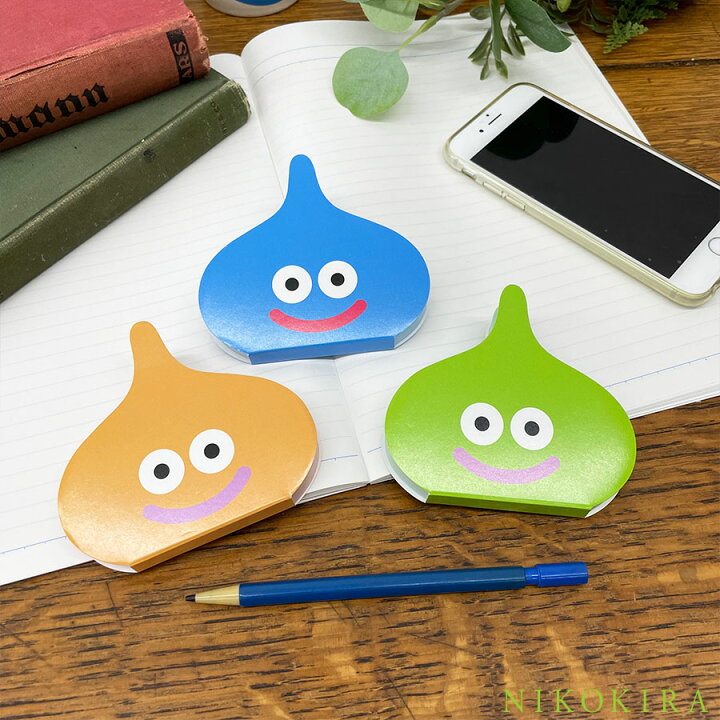 楽天市場 3種類セット メモ帳 メモ用紙 8cm ミニメモ ノート ブルー オレンジ グリーン かわいい 雑貨 学校 文具 誕生日 子ども会 ドラクエ スライム グッズ ドラゴンクエスト ベス ライムスライム ゲーム キャラ あす楽p 廣田書店