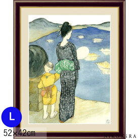 【3/31迄★クーポンで100円off】 絵画 アートパネル 竹久夢二 燈籠流し とうろうながし F6 L 52cm 42cm 名画 アート 絵 水彩画 高精細 巧芸画 額入り 開運 風水 玄関 おすすめ 運気が上がる絵 トイレ 玄関 おしゃれ 送料無料 お祝 モダン ポスター フレーム付き