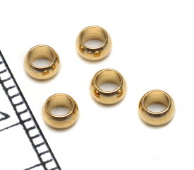 【メタルビーズ】3.5×2mm 穴2.2mm ゴールド 10個 日本製 メタルパーツ　つぶし玉 かしめ玉
