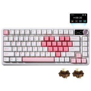 B75 PRO MAX QMK VIA ���C�����X���J�j�J���L�[�{�[�h 75%�p��z�� �f�B�X�v���C�ƃm�u�t�� �z�b�g�X���b�v�\ �K�X�P�b�g�\�� �����ς݃X�C�b�` 3���[�h�ڑ� (Bluetooth Type-C 2.4G) RGB�o�b�N���C�g Wi