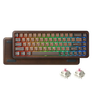 WOOD68 ���C�����X���J�j�J���L�[�{�[�h �p��z�� 68%���C�A�E�g �ؐ� �Q�[�~���O�L�[�{�[�h BT 2.4G USB-C RGB�o�b�N���C�g �g���C�}�E���g�\�� �z�b�g�X���b�v�Ή� PBT���؈���L�[�L���b�v Mac Win