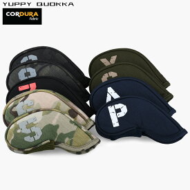 【正規品CORDURAモデル】YUPPY QUOKKA 東京発 高級 質感 マグネット開閉 アイアンカバー コーデュラ ウェッジカバー CORDURA MAGNET IRON COVER オリジナル 人気 ステンシル番手デザイン アイアン ヘッドカバー コンパクト 出し入れ簡単 撥水 頑丈 おしゃれ