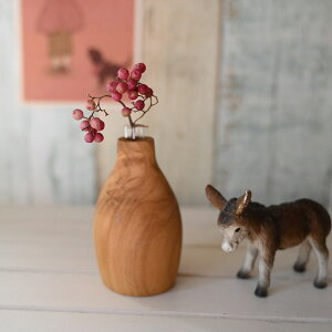 『 フラワーベース CB11 』一輪挿し 1輪挿し 木製 おしゃれ かわいい ナチュラル チーク ガラス 花器 花瓶 花 ドライフラワー グリーン 植物 飾る 収納 リビング 玄関 トイレ インテリア 雑貨