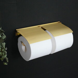 『 トイレットペーパーホルダー 2連 真鍮製 flap 』ダブル 2個 おしゃれ 壁掛け 高級 切れやすい 予備 スペア 補充用 axcis アクシス 紙押さえ付き 右差し 左差し 差し込み式 差し込むだけ ゴー