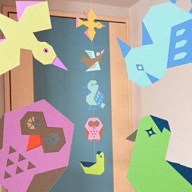 『tupera tuperaの鳥モビール』天井 吊り下げ 飾り 北欧 ナチュラル おしゃれ manumobiles マニュモビールズ 子供部屋 窓辺 リビング インテリア かわいい ハンギング 赤ちゃん 出産祝い ガーランド 日本製 プレゼント おすすめ 紙製 軽量 動物 風 揺れる 動く オブジェ 軽い