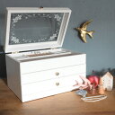 『 木製ジュエリーボックス 3段 白』置き型 アクセサリー 収納 大容量 引き出し おしゃれ かわいい バラ ローズ ホワイト エレガント アクセサリーケース アクセサリーボックス ジュエリーケース ジュエルボックス ジュエルケース 小物入れ 日本製 母の日 誕生日 プレゼント