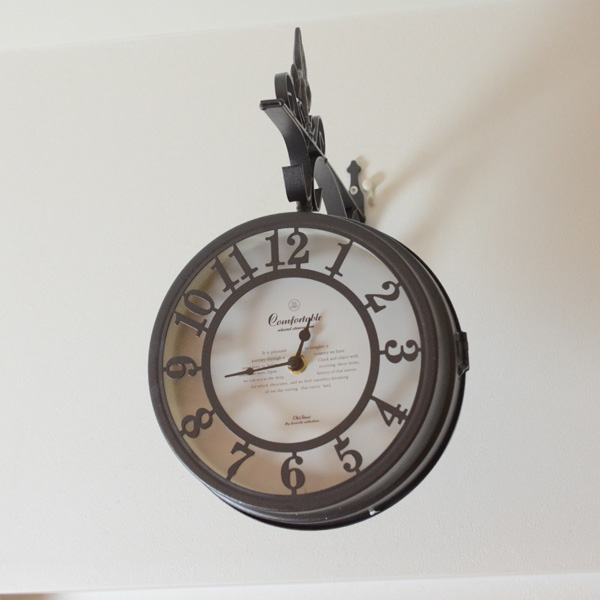 楽天市場】『アンティーク調壁掛け両面時計時計』（壁/時計/掛時計 