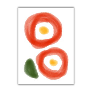 「椿」 ポスター ポストカード ミニポスター はがき インテリア 花 抽象画 北欧 韓国 イラスト 和室 風水 玄関 リビング トイレ 寝室 一人暮らし 正月 赤 プレゼ