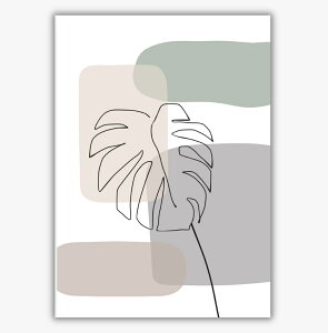 「leaf」 ポスター ポストカード ミニポスター はがき 線画 植物 北欧 韓国 海外 くすみカラー 淡色 おしゃれ かわいい シンプル 一人暮らし 風水 玄関 トイレ リビ