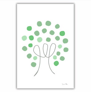 「まるい木」 ポスター ポストカード ミニポスター はがき 木 グリーン 観葉植物 インテリア おしゃれ かわいい 北欧 韓国 アート ナチュラル シンプル 風水 玄関