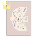 「花いっぱいの鳥」　ポスター　ポストカード　ミニポスター　はがき　花　鳥　水彩　インテリア　北欧　韓国　アート…