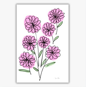 「コスモス」 ポスター ポストカード ミニポスター はがき コスモス インテリア 北欧 韓国 ナチュラル 風水 花 ピンク くすみピンク イラスト アート モダン 風水 玄