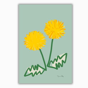 ポスター ポストカード ミニポスター はがき たんぽぽ インテリア 北欧 韓国 アート 花 黄色 ナチュラル シンプル くすみカラー 淡色 おしゃれ かわいい 風水 春