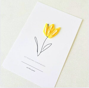 「let your own flower bloom」 ポスター ポストカード ミニポスター はがき 刺繍 フェルト 花 チューリップ 黄色 カフェ インテリア 北欧 韓国 くすみカラー 風水 玄関 リビ