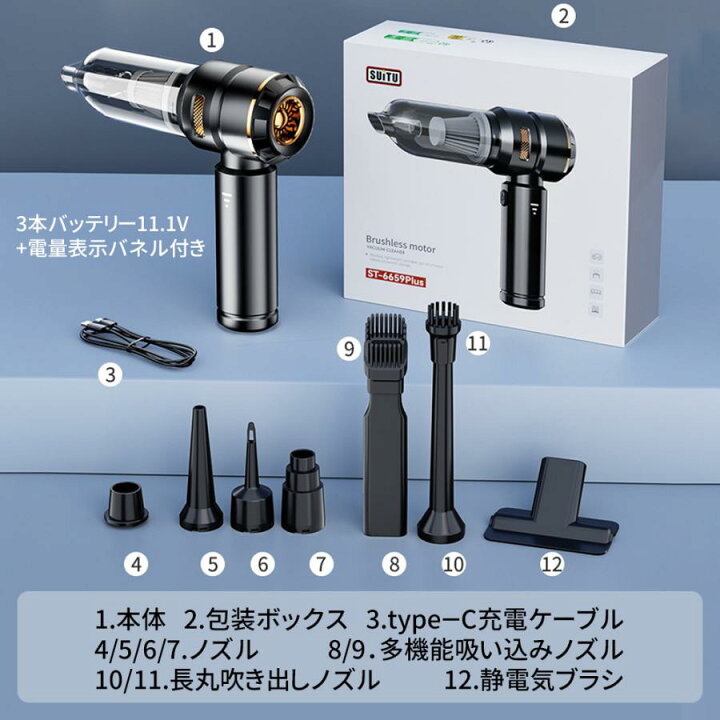 楽天市場】【限定クーポン配布中】ハンディクリーナー 32000pa 強力 ミニ掃除機 車用掃除機 ブラシレスモーター 充電式 吸引力 コードレス 小型  軽量 自宅 usb 車内両用 家庭用 静音 2025新品 : YuRi Co.楽天市場店
