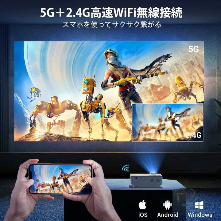 楽天市場】1080PフルHD Bluetooth5.3 WiFi 5G 15000LM 軽量 静音 高 