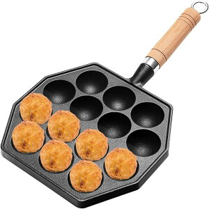 ブラック 家庭用 クイック&イージー 14穴 IH対応 カズ たこ焼き鍋プレート たこ焼きパン