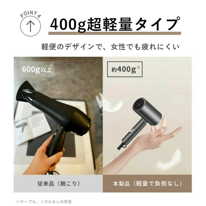 楽天市場】ヘアドライヤー 速乾 大風量 折り畳み式 マイナスイオン 
