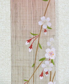 和風 細タペストリー・紅しだれ桜/ 和モダン タペストリー/ 洛柿庵/春（桜 さくら サクラ）